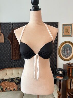 🖤 Victoria’s Secret Black & White Halter Bikini Bombshell Top 34C